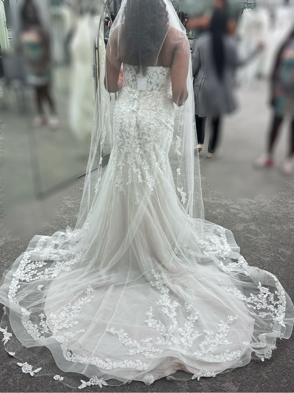 Tulle and Beaded Lace Mermaid Wedding Dress - Picture 9 of 12